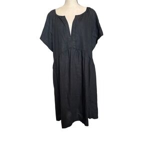 Universal Thread Womens XXL Black Linen Blend Short Sleeve Babydoll Dress